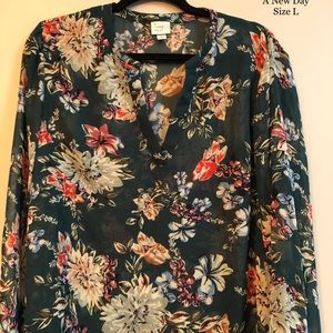 A New Day green floral blouse size L